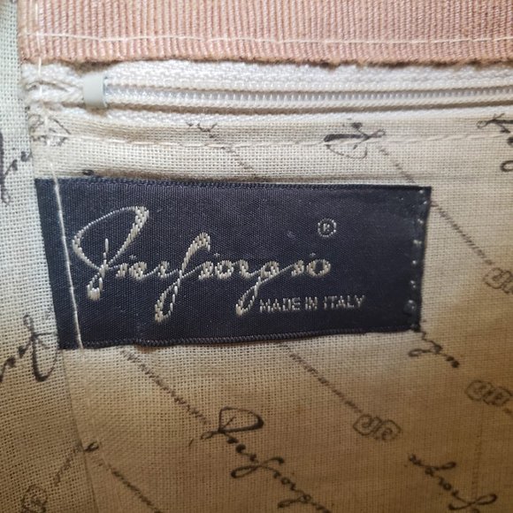 Pier Giorgio Womens Bag Straw Wood Handles Rhinestone Crescent Zip Closure Italy - Picture 5 of 10